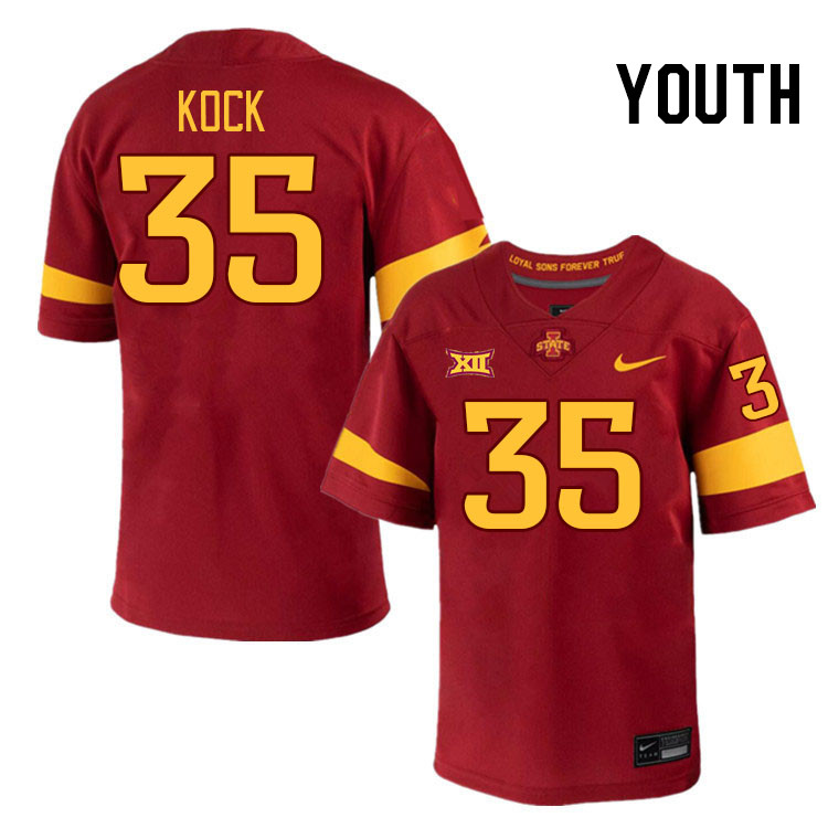 Youth #35 Caden Kock Iowa State Cyclones College Football Jerseys Stitched-Cardinal